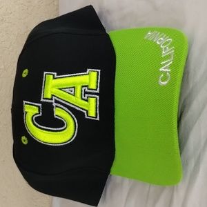 California CA Embroidered Neon Green Black Velcro Strap Hat UNISEX